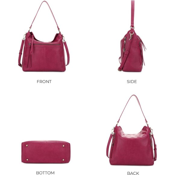 Dakota Vegan Faux Leather Berry Hobo Purse with Concealed Carry and Adjustable S - Picture 7 of 7